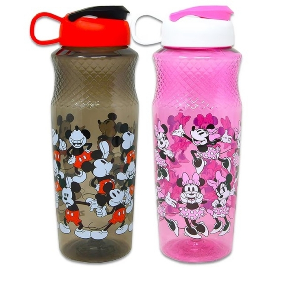 Disney Other - Disney Minnie And Mickey Mouse Water Bottle Set With Stickers And Door Hanger